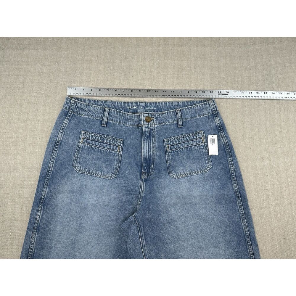 Old Navy High Rise Baggy Wide Leg Drapey Denim Jeans Womens Size 16  Medium Wash - Picture 6 of 12